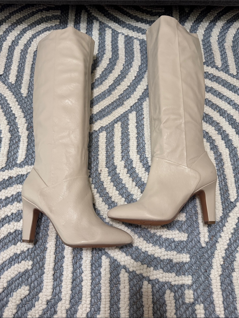 Franco Sarto Koko Tall Heeled Boots - Size 7M - Ivory/Cream